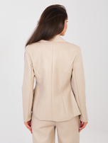 Beżowa skórzana marynarka z podszewką 