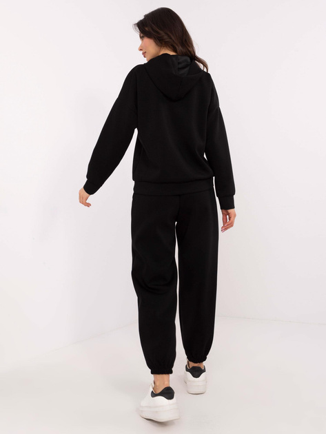 Hurt Czarny dresowy komplet damski z naszywką misia