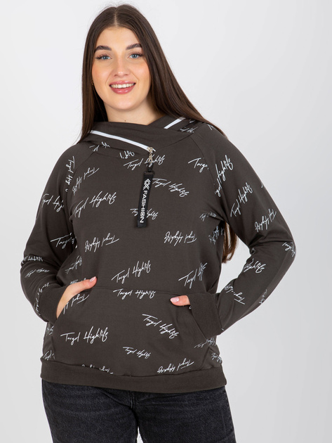 Hurt Khaki damska bluza plus size z kapturem i nadrukiem