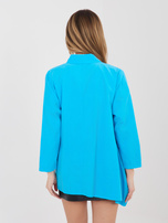 Niebieska sztruksowa koszula z wiązaniem RUE PARIS 