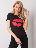 Czarny t-shirt z nadrukiem Tiziana OCH BELLA