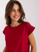 Hurt Bordowy bawełniany t-shirt damski BASIC FEEL GOOD