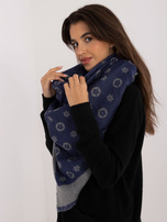 Hurt Ciemnoniebiesko-szary damski szal we wzory