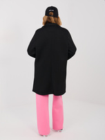 Czarny piankowy płaszcz z zapięciem na guzik RUE PARIS 