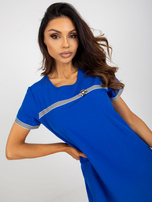 Hurt Ciemnoniebieska asymetryczna sukienka z krótkim rękawem