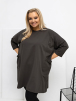 Khaki długa bluzka plus size z rękawem 3/4