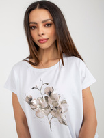 Hurt Biała bluzka z nadrukiem i krótkim rękawem RUE PARIS