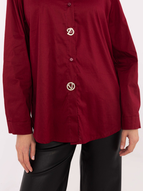 Hurt Bordowa rozpinana koszula damska z bawełny