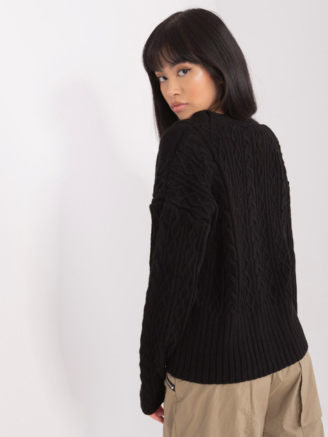 Hurt Czarny damski sweter rozpinany z guzikami