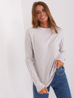 Hurt Jasnoszary damski sweter klasyczny we wzory 