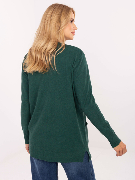 Ciemnozielony kardigan z długim rękawem