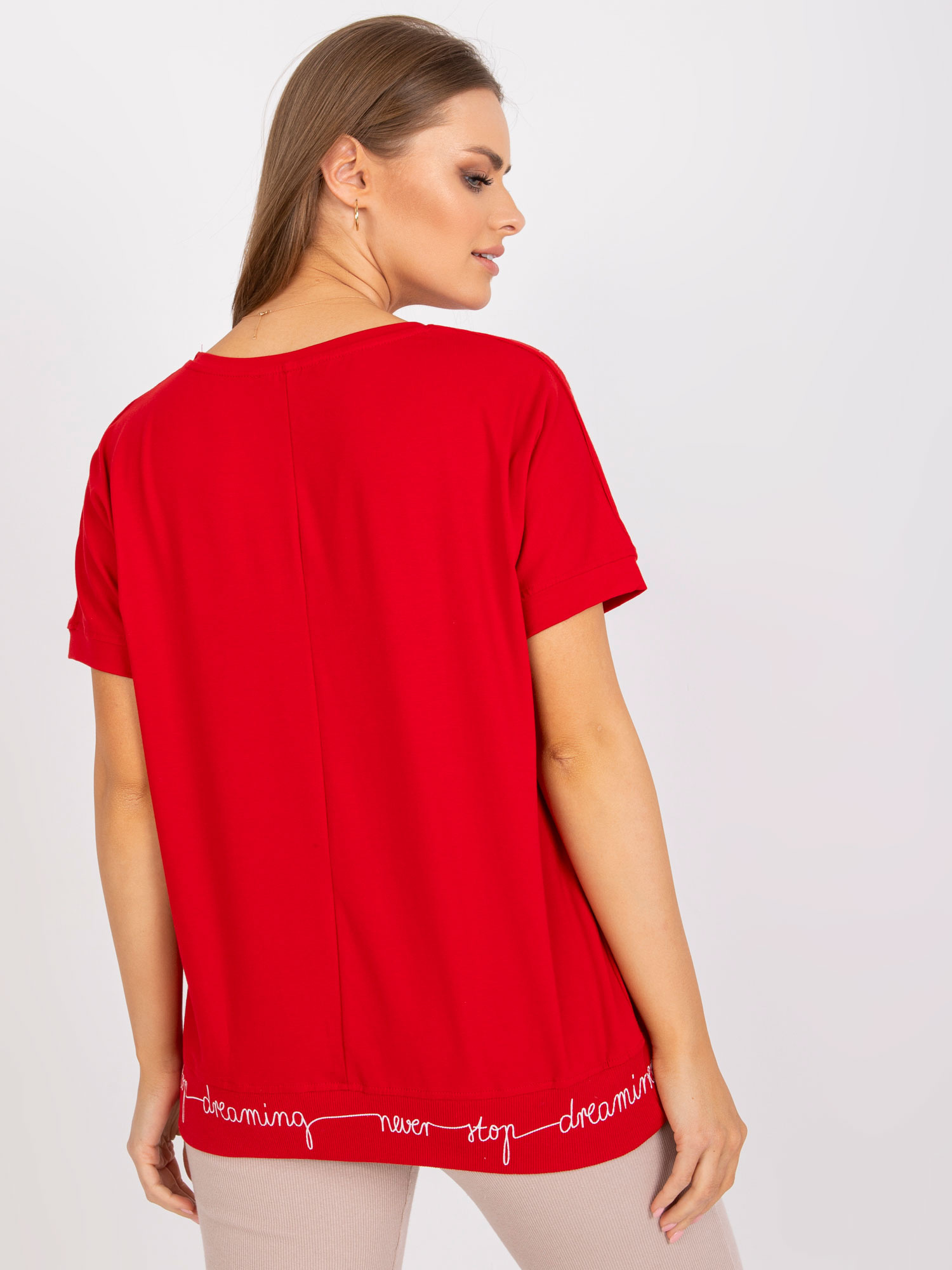Red Casual Short Sleeve Blouse