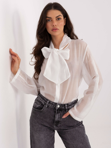 Biała rozpinana koszula z wiązaniem