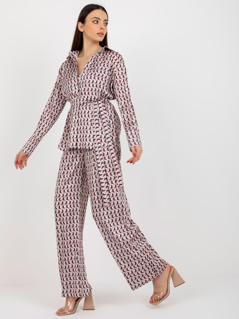 Hurt Beżowo-różowy trzyczęściowy komplet elegancki z topem