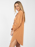 Ceglasta rozpinana sukienka szmizjerka RUE PARIS 