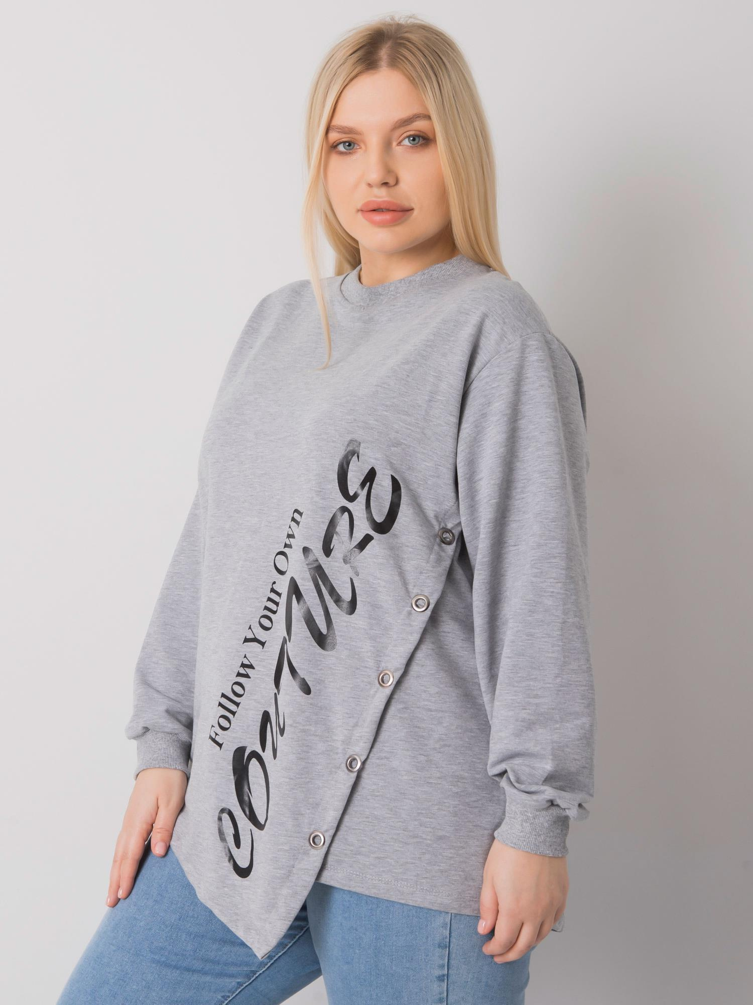 Grey melange blouse asymmetric plus size Elfriede