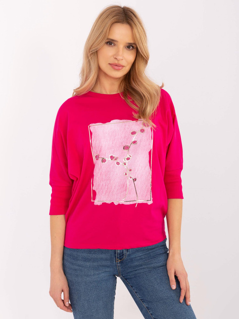 Hurt Fuksjowa bawełniana bluzka z rękawem 3/4