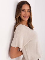 Hurt Beżowy sweter oversize z dodatkiem wiskozy