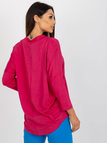 Hurt fuchsia women's basic blouse with 3/4 sleeves.
