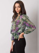 Zielona bluzka szyfonowa z nadrukiem Barrie