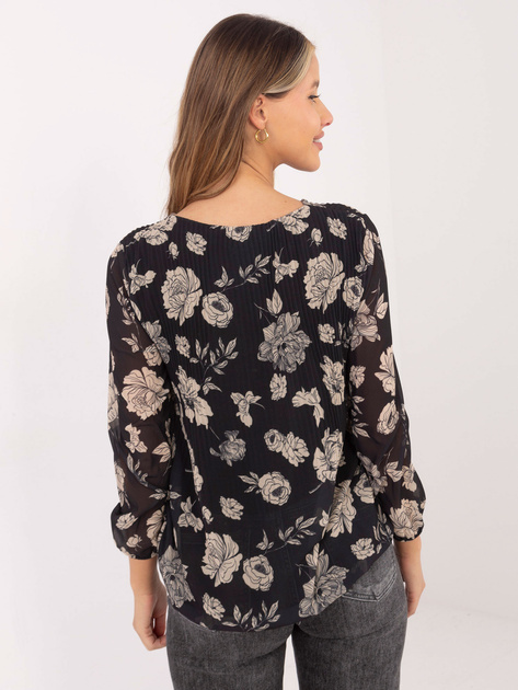 Czarno-beżowa plisowana bluzka Liana