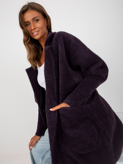 Hurtownia online Ciemnofioletowy płaszcz alpaka z wełną