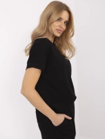 Czarna damska bluzka basic z dodatkiem wiskozy