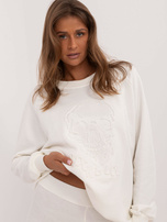 Hurt Ecru damski komplet dresowy z legginsami w prążek