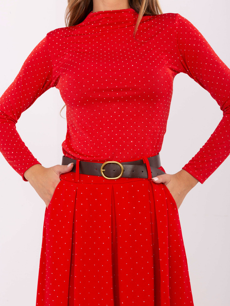 Czerwona elegancka spódnica z paskiem