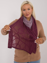 Hurt Jasnofioletowo-śliwkowy szal damski ombre z bawełnianej dzianiny