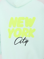 Miętowa damska bluza oversize z kapturem