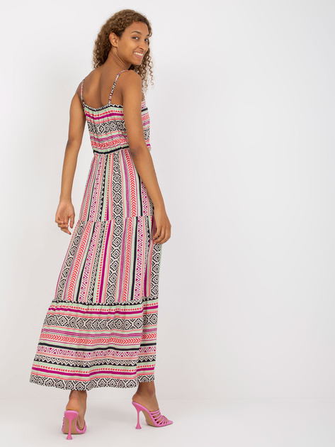 Hurtownia Sukienka maxi w kolorowe wzory z falbaną SUBLEVEL