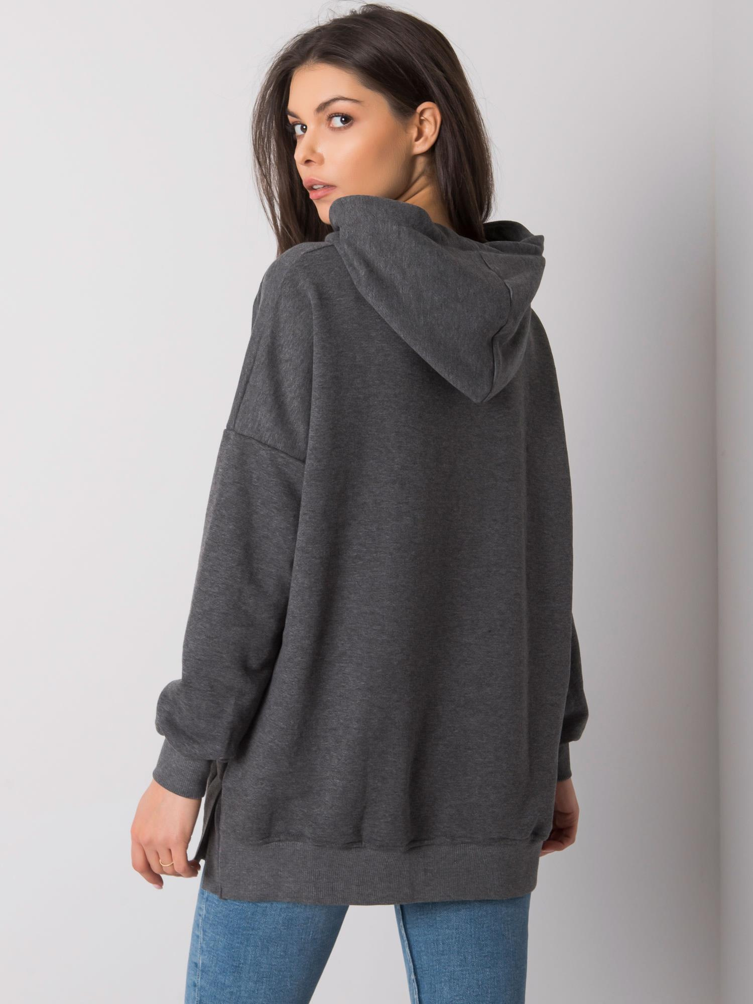 Dark Grey Melange Basic Hoodie Cleveland 