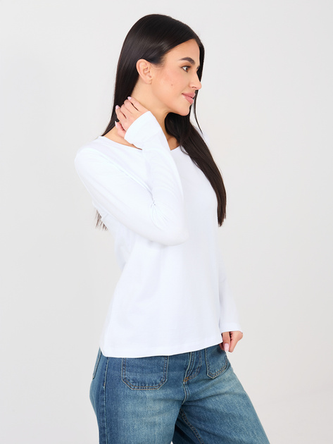 Biały longsleeve basic z okrągłym dekoltem RUE PARIS