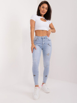 Hurt Jasnoniebieskie spodnie jeansowe rurki z aplikacjami