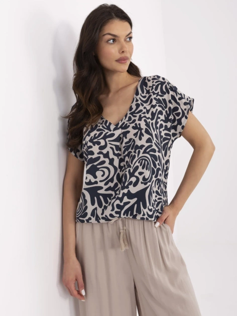 Granatowa letnia bluzka z wiskozy SUBLEVEL