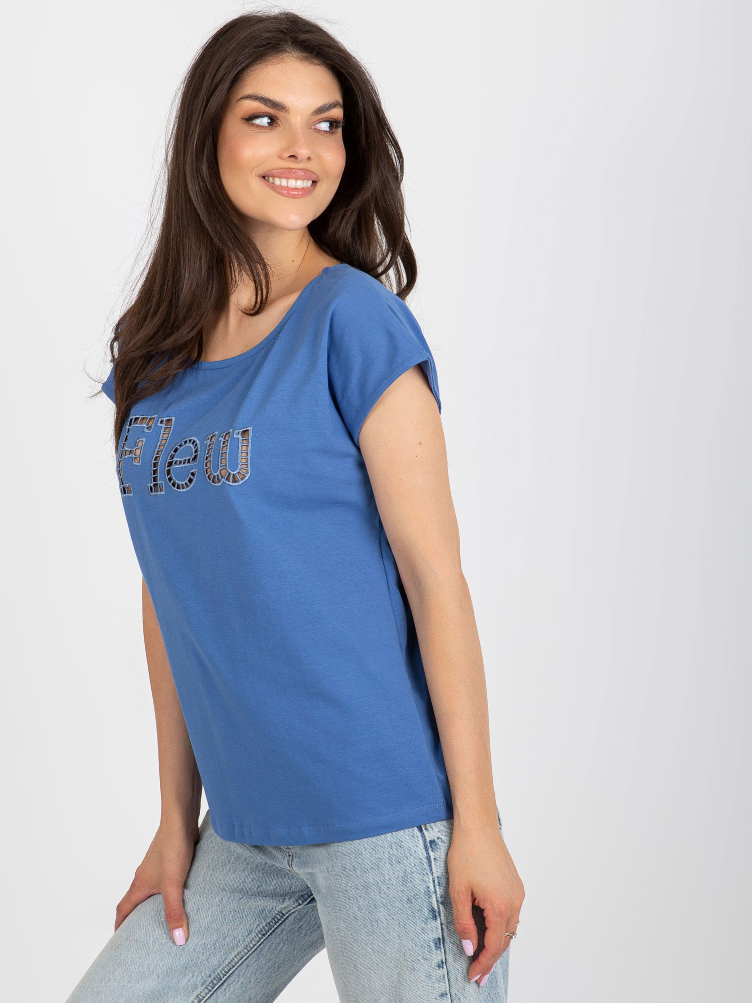 Hurt Ciemnoniebieski bawełniany t-shirt z napisem