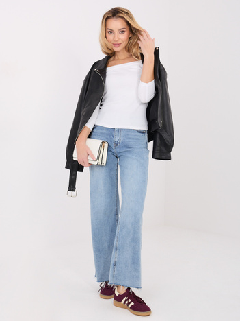 Ecru bawełniana bluzka basic