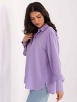 Liliowa rozpinana koszula z kołnierzykiem