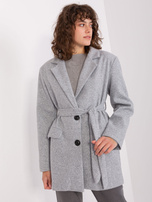 Hurt Szary płaszcz damski z wiązaniem OCH BELLA
