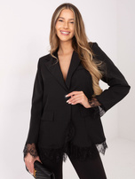 Czarna elegancka marynarka z koronką 