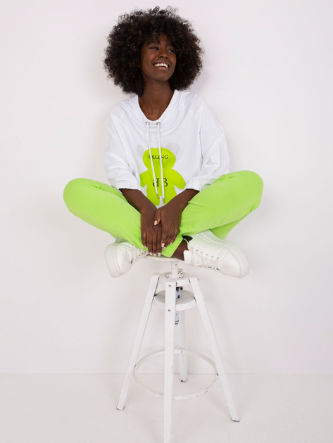 Hurt Ecru-jasnozielony komplet dresowy ze spodniami