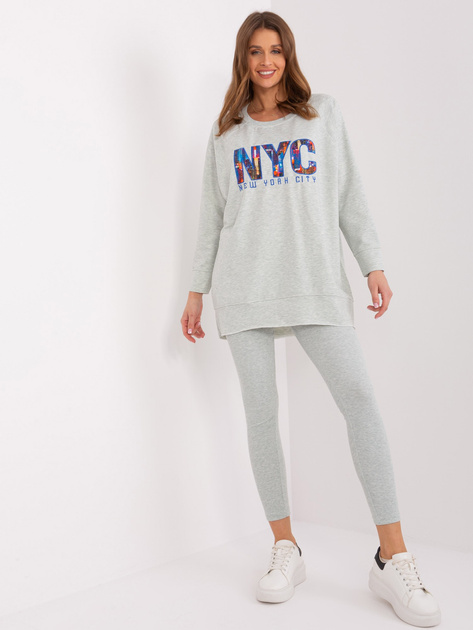 Hurtownia Miętowy melanżowy komplet z luźną bluzą