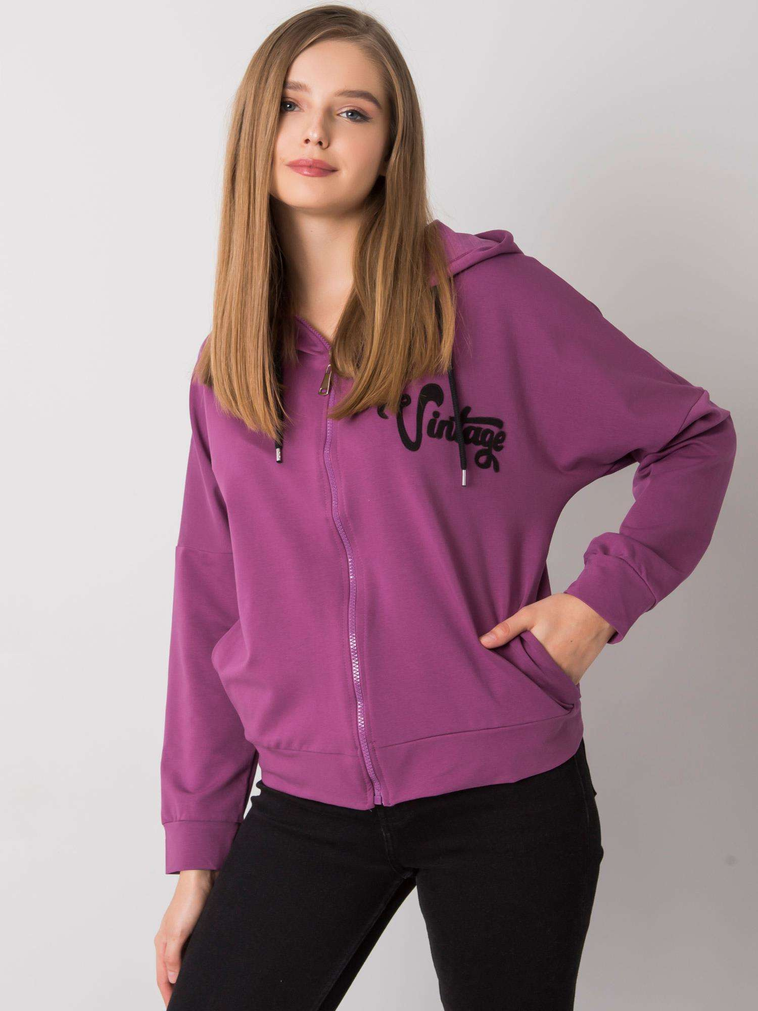 Fioletowa rozpinana bluza z kapturem Diane