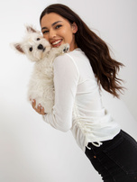 Hurt Ecru welurowa bluzka damska ze ściągaczami  