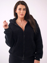 Czarna damska bluza baranek z kapturem