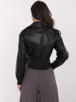 Czarna króka kurtka ramoneska z ekoskóry 