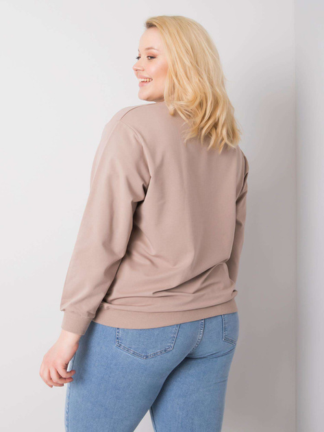 Ciemnobeżowa bluza plus size bez kaptura Harmony