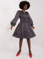 Hurt Czarna sukienka koktajlowa z bufiastym rękawem