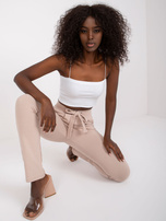 Beżowe spodnie dresowe z wiązaniem Santos RUE PARIS